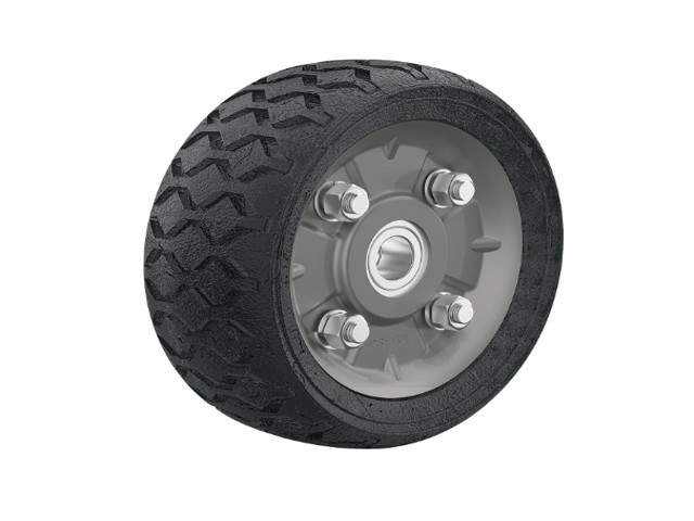 RUEDA DE HULE SÓLIDO 6″ PARA DIABLO, DOBLE BALERO, PRETUL  45480