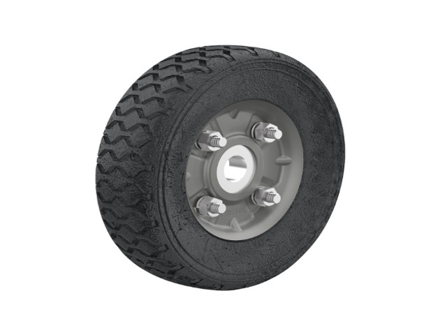 RUEDA DE HULE SÓLIDO 6″ PARA DIABLO, UN BALERO, PRETUL  45481
