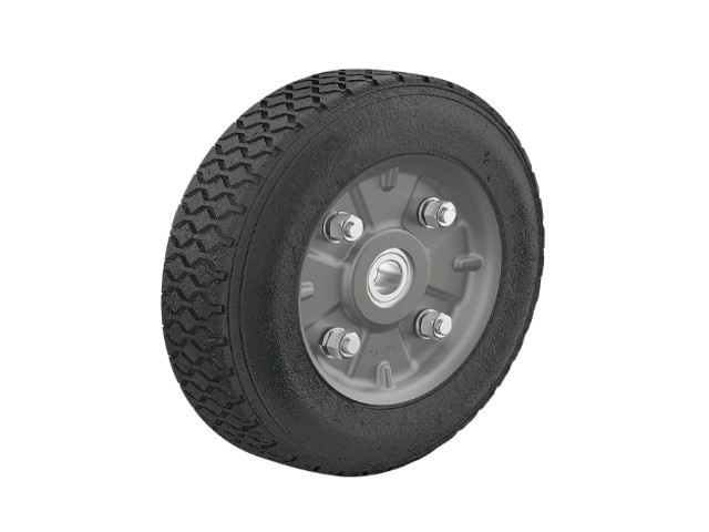 RUEDA DE HULE SÓLIDO 8″ PARA DIABLO, DOBLE BALERO, PRETUL  45485