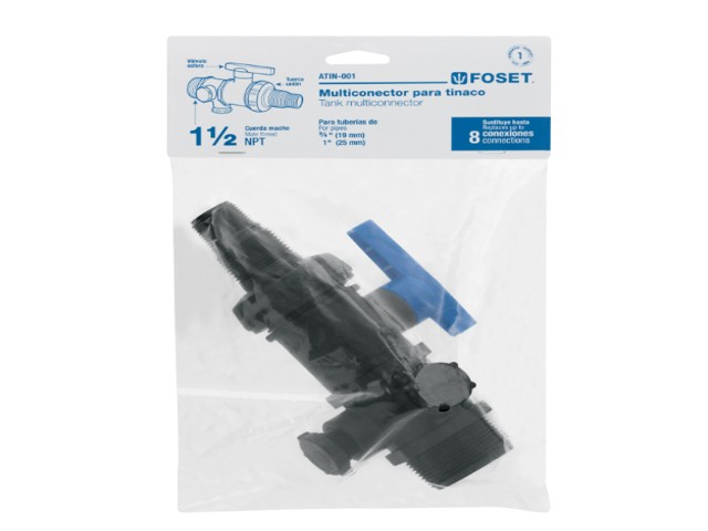 MULTICONECTOR POLIPROPILENO PARA TINACO, CON VALVULA, FOSET  48081