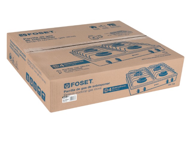 PARRILLA DE GAS DE SOBREPONER 4 QUEMADORES, BLANCA, FOSET 48150 - Image 2