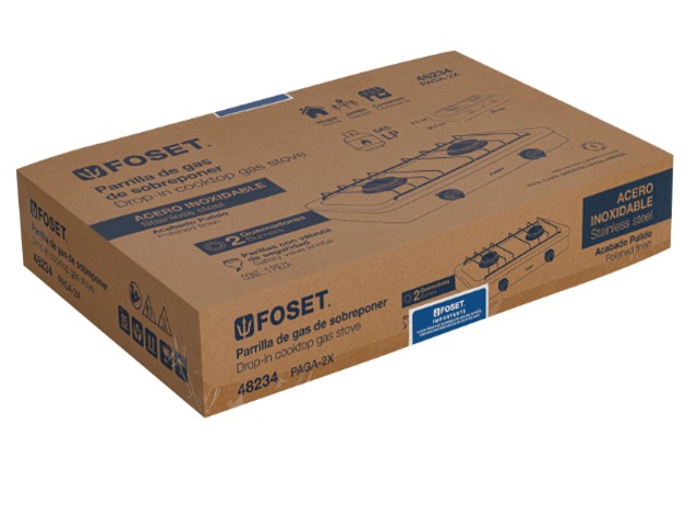PARRILLA DE GAS DE SOBREPONER 2 QUEMADORES, INOX, FOSET 48234 - Image 2