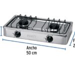 PARRILLA DE GAS DE SOBREPONER 2 QUEMADORES, INOX, FOSET  48234