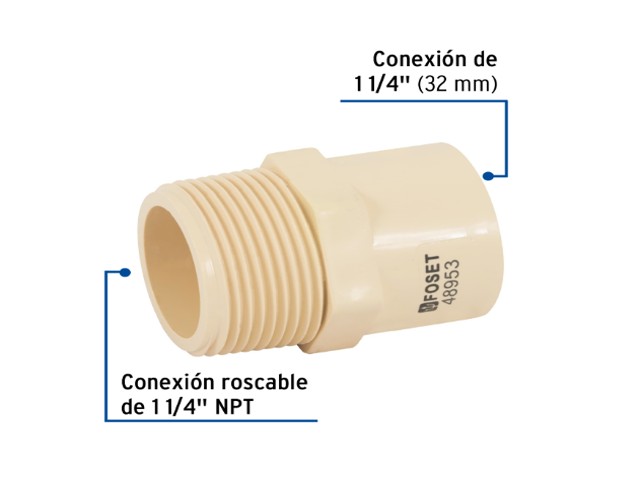 CONECTOR MACHO CPVC 1-1/4″, FOSET  48953