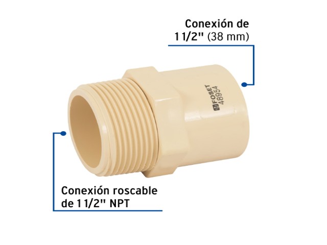 CONECTOR MACHO CPVC 1-1/2″, FOSET  48954