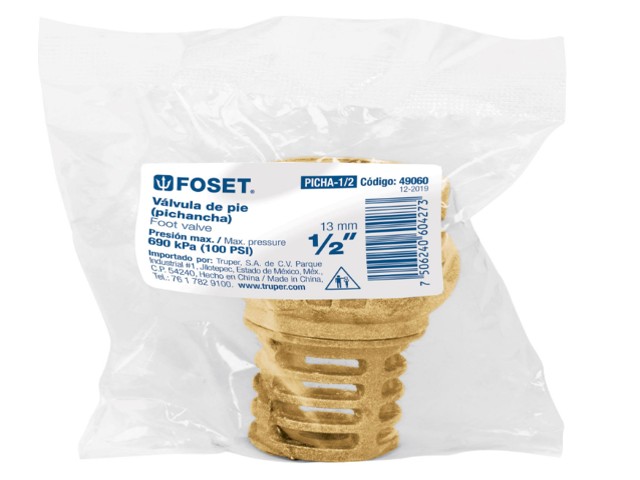 PICHANCHA TIPO CHECK DE LATÓN, 1/2″, FOSET  49060