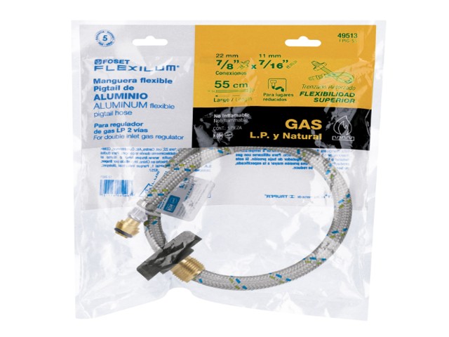 MANGUERA PIGTAIL, ALUMINIO, 7/16″ X 7/8″, 55 CM, FOSET  49513