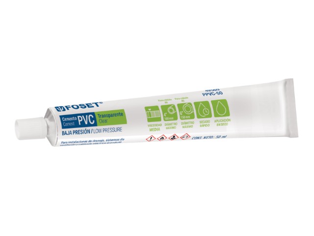 CEMENTO PARA PVC EN TUBO DE 50 ML, BAJA PRESIÓN, FOSET  49560