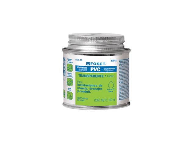 CEMENTO P/PVC, TRANSPARENTE, BAJA PRESION, LATA 90ML, FOSET  49561