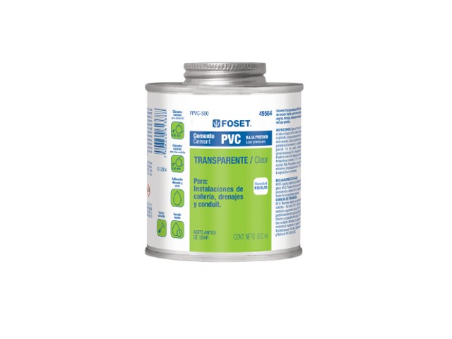 CEMENTO PARA PVC EN BOTE DE 500 ML, BAJA PRESIÓN, FOSET  49564