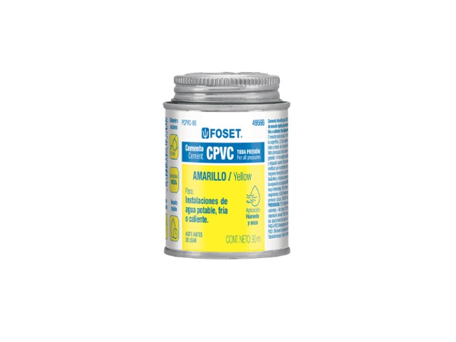 CEMENTO AMARILLO P/CPVC EN BOTE DE 90 ML, BAJA PRESIÓN,FOSET  49566