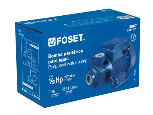 BOMBA PERIFÉRICA 1/2 HP, ALTURA MÁXIMA 25 M, FOSET  49877