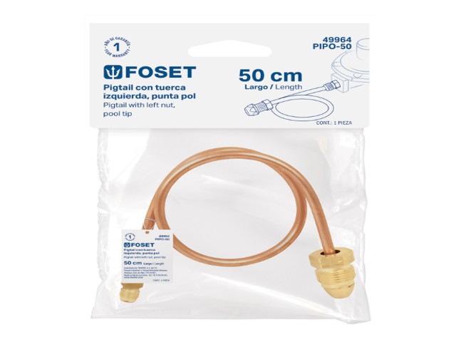 PIGTAIL CON TUERCA IZQUIERDA, PUNTA POL, 50 CM, FOSET  49964