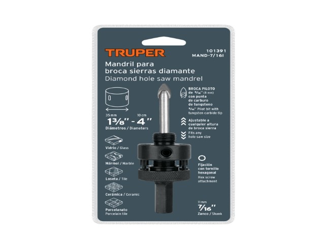 MANDRIL PARA BROCASIERRA DIAMANTE CON ROSCA 7/16', TRUPER 101391 - Image 2