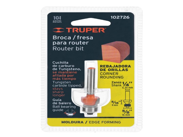 BROCA PARA ROUTER, REDONDEADO, 5/8' CON BALERO, TRUPER 102726 - Image 2
