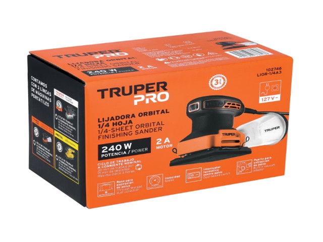 LIJADORA ORBITAL 1/4 HOJA, 240W, TRUPER PRO 102746 - Image 2