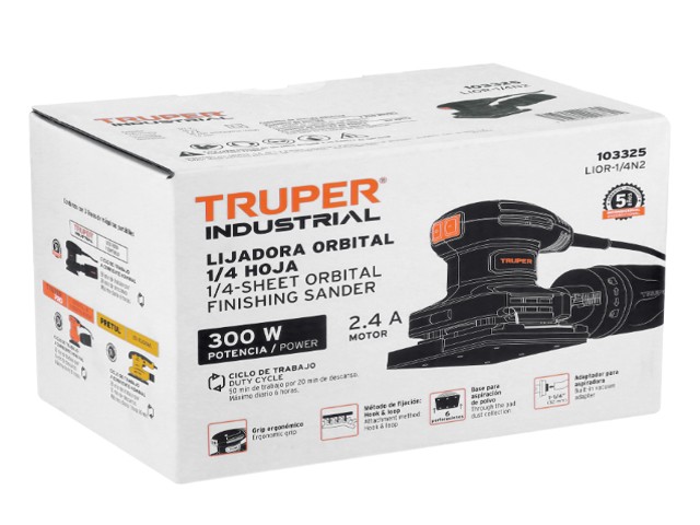 LIJADORA ORBITAL 1/4 HOJA, 300W, TRUPER INDUSTRIAL 103325 - Image 2