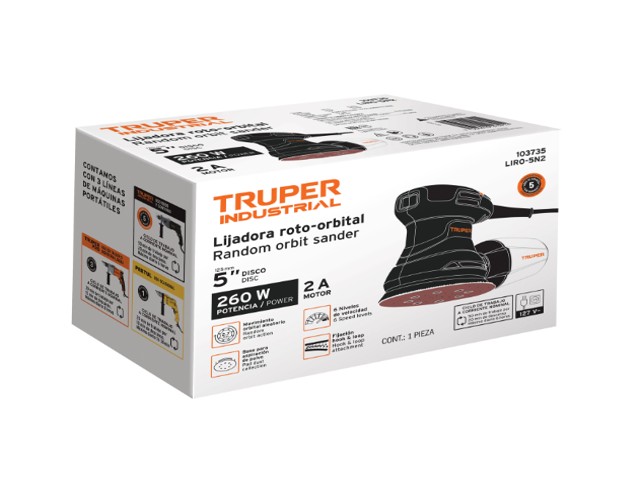 LIJADORA ROTO ORBITAL 5', 260W, TRUPER INDUSTRIAL 103735 - Image 2