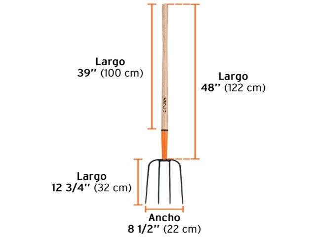BIELDO PARA PAJA, 4 DIENTES, MANGO LARGO 48', TRUPER 11003 - Image 2