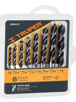JUEGO DE 8 BROCAS CON PUNTA CENTRADORA PARA MADERA, TRUPER   11338