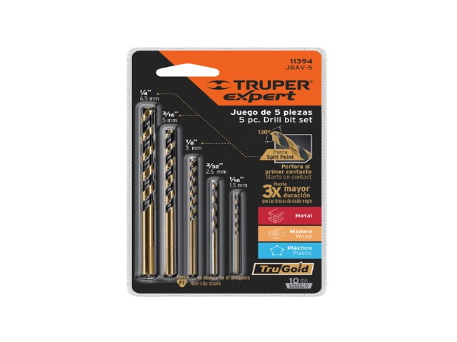 JUEGO DE 5 BROCAS HSS PARA METAL, TRUPER EXPERT 11394 - Image 2
