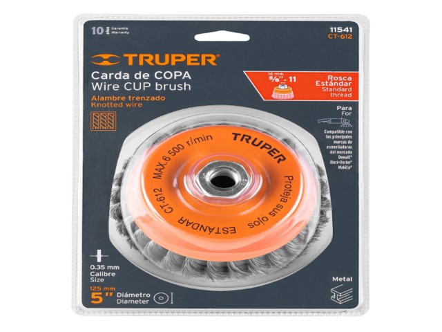 CARDA COPA 5' ALAMBRE TRENZADO FINO, EJE 5/8'-11, TRUPER 11541 - Image 2