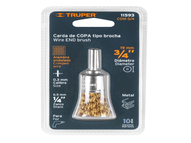 CARDA TIPO BROCHA 3/4' ALAMBRE GRUESO PARA TALADRO, TRUPER 11593 - Image 2