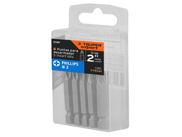 ESTUCHE CON 5 PUNTAS DE CRUZ PH3 LARGO 2', TRUPER EXPERT 12149 - Image 2