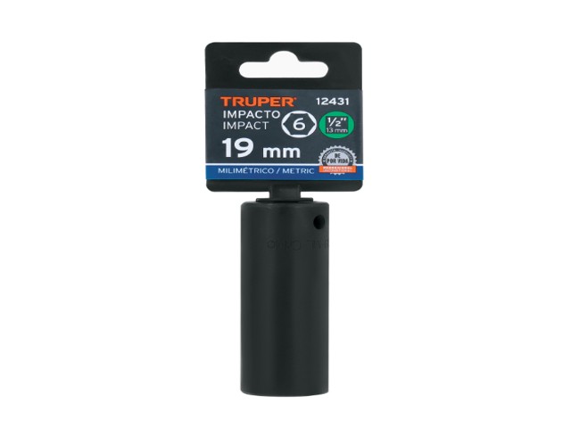 DADO LARGO CUADRO 1/2' DE IMPACTO 6 PUNTAS DE 19 MM, TRUPER 12431 - Image 2
