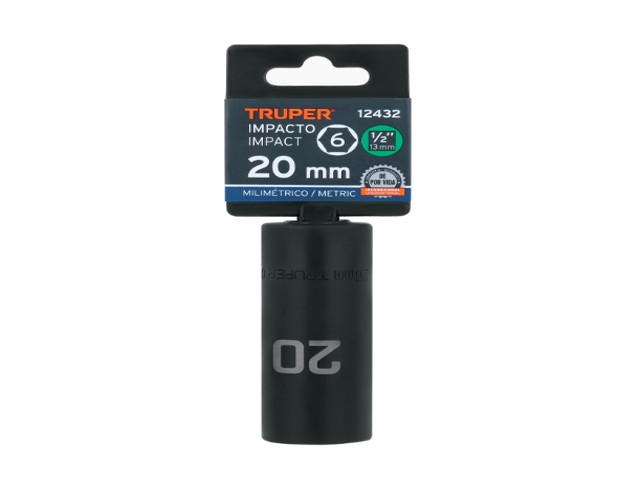 DADO LARGO CUADRO 1/2' DE IMPACTO 6 PUNTAS DE 20 MM, TRUPER 12432 - Image 2