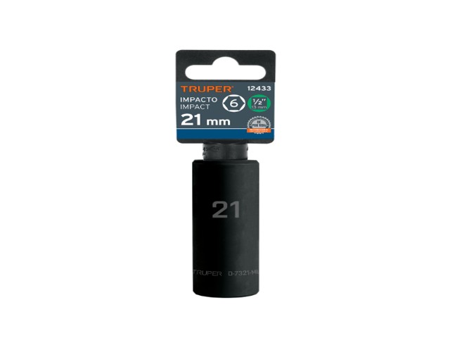 DADO LARGO CUADRO 1/2' DE IMPACTO 6 PUNTAS DE 21 MM, TRUPER 12433 - Image 2