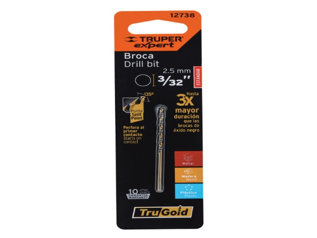 BROCA HSS 3/32' TRUGOLD PARA METAL EN BLÍSTER, EXPERT 12738 - Image 2