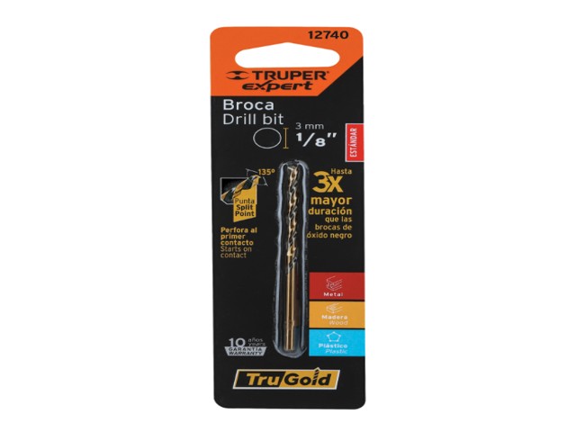BROCA HSS 1/8' TRUGOLD PARA METAL EN BLÍSTER, EXPERT 12740 - Image 2