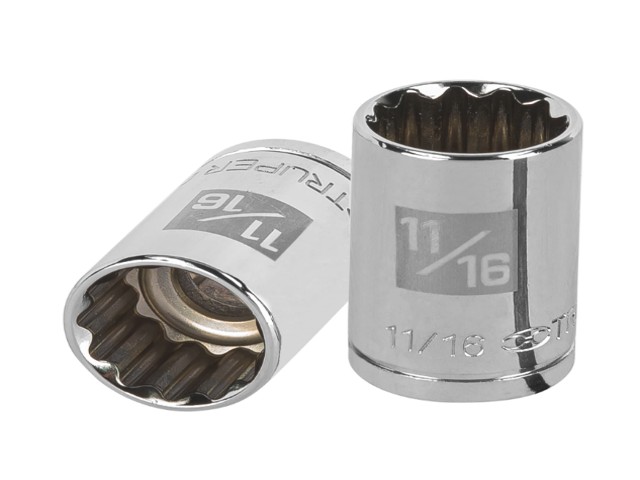 DADO DE 11/16′, 12 PUNTAS, CUADRO 1/2′, TRUPER   13305