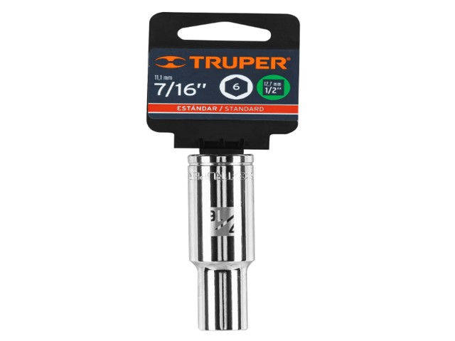 DADO LARGO DE 7/16′, 6 PUNTAS, CUADRO 1/2′, TRUPER   13324