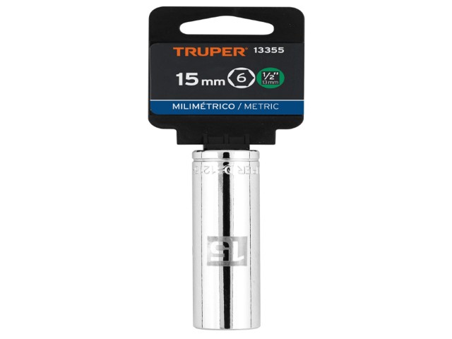 DADO LARGO DE 15 MM, 6 PUNTAS, CUADRO 1/2', TRUPER 13355 - Image 2