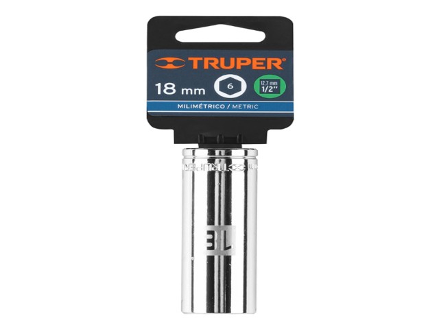 DADO LARGO DE 18 MM, 6 PUNTAS, CUADRO 1/2', TRUPER 13358 - Image 2