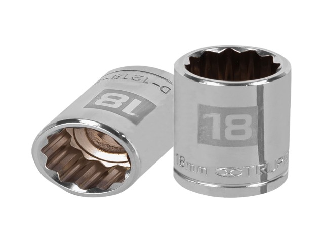 DADO DE 18 MM, 12 PUNTAS, CUADRO 1/2′, TRUPER    13532