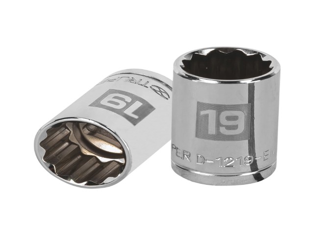 DADO DE 19 MM, 12 PUNTAS, CUADRO 1/2′, TRUPER   13533