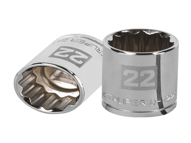 DADO DE 22 MM, 12 PUNTAS, CUADRO 1/2′, TRUPER   13536