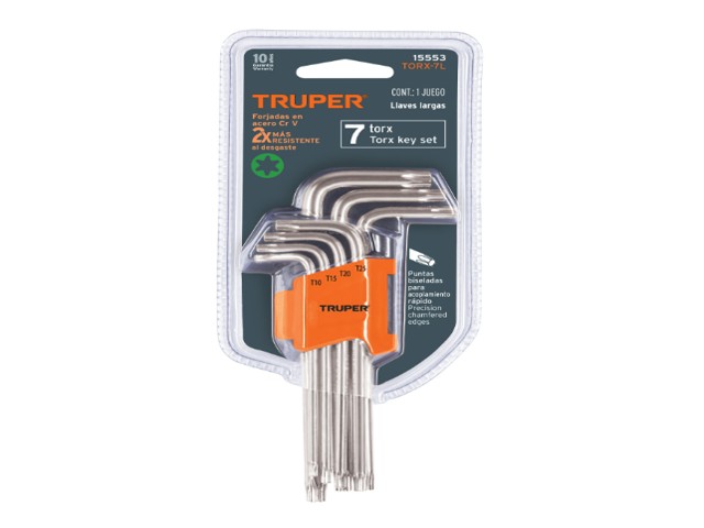 JUEGO DE 7 LLAVES TORX LARGAS CON ORGANIZADOR ABATIBLE 15553 - Image 2
