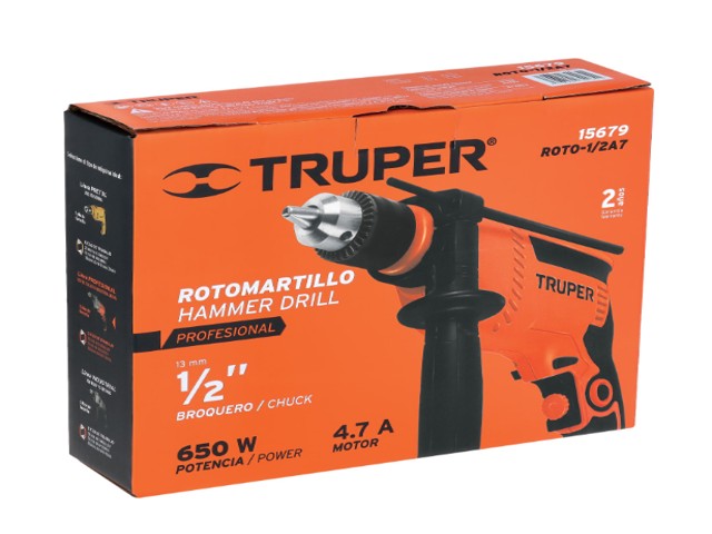 ROTOMARTILLO/DESTORNILLADOR 1/2', 650W, TRUPER PRO 15679 - Image 2