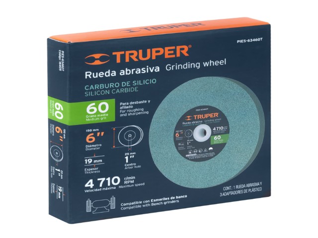 RUEDA ABRASIVA P/ESMERIL 6'X19MM, CARBURO SILICIO, GRANO 60 16405 - Image 2