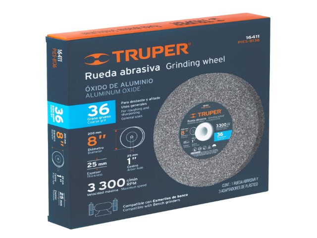 RUEDA ABRASIVA P/ESMERIL 8'X25MM, ÓXIDO ALUMINIO, GRANO 36 16411 - Image 2