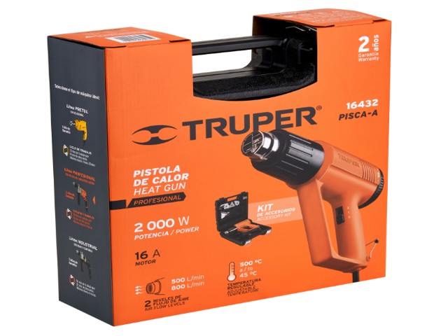 PISTOLA DE CALOR 2000W CON 9 ACCESORIOS, TRUPER PRO 16432 - Image 2