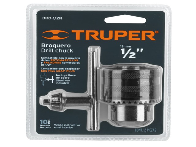BROQUERO 1/2' CON LLAVE, CUERPO MOLETEADO, TRUPER 16478 - Image 2