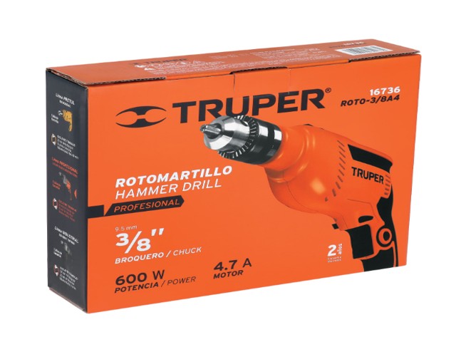 ROTOMARTILLO/DESTORNILLADOR 3/8', 600W, TRUPER PRO 16736 - Image 2