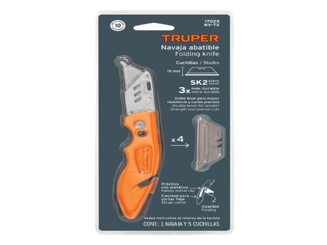 NAVAJA ABATIBLE 7' CUERPO DE ALUMINIO Y ACERO INOX, TRUPER 17025 - Image 2