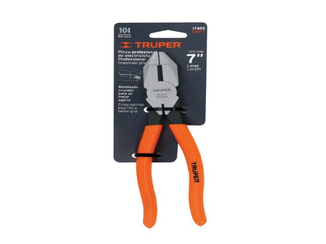 PINZA PARA ELECTRICISTA 7' USO RUDO, MANGO PVC, TRUPER 17303 - Image 2