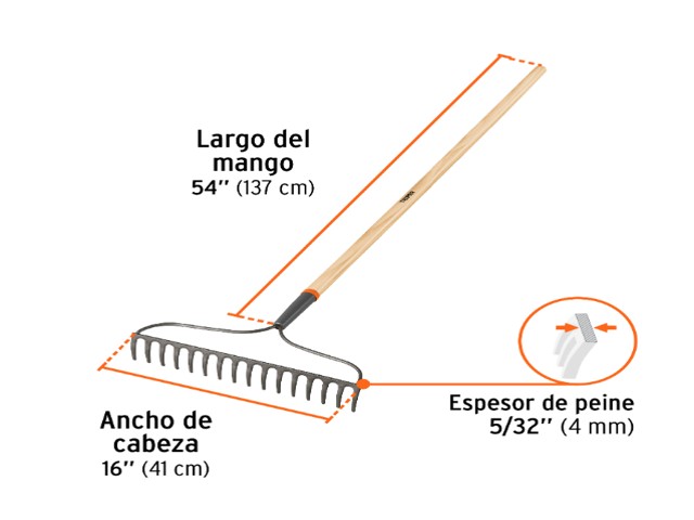 RASTRILLO JARDINERO CLASSIC, 16 DIENTES, MANGO 54', TRUPER 17882 - Image 2
